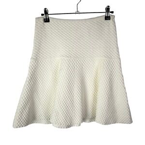 Bebe White Textured Fit &‎ Flare Mini Skirt S